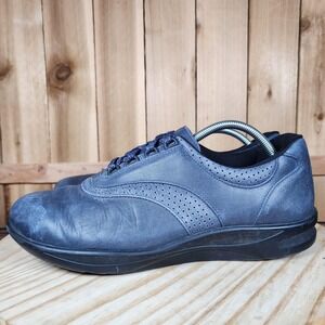 SAS Walk‎ Easy Shoes Womens 12 M Blue Leather Walking Comfort Lace Up Casual